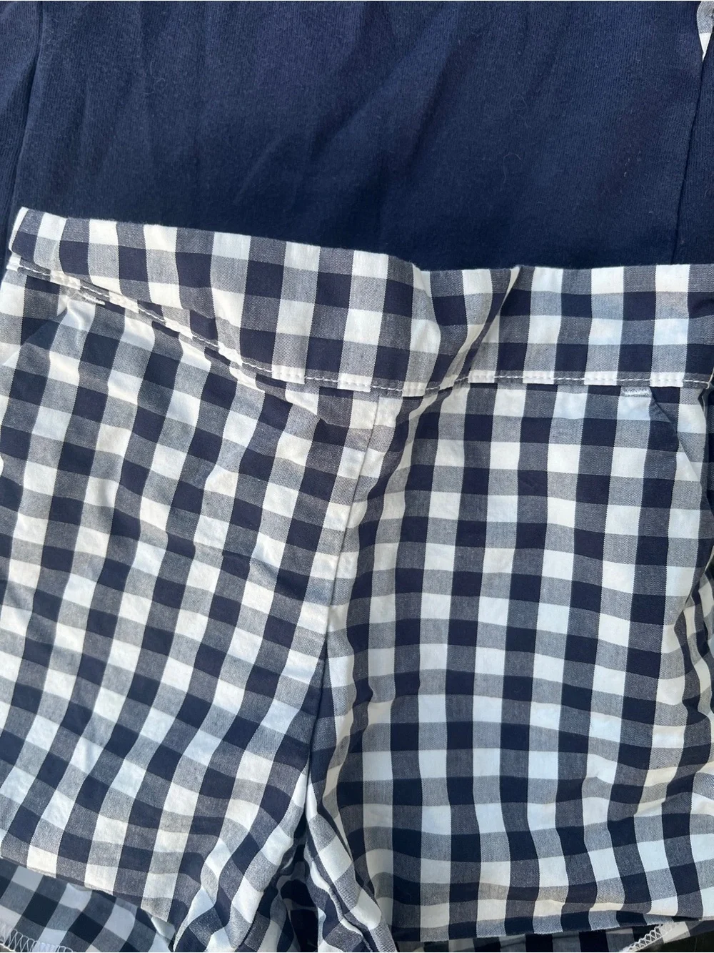 Janie and Jack Girls Size 5 2pc Outfit Set Navy Gingham Top & Shorts Ruffle